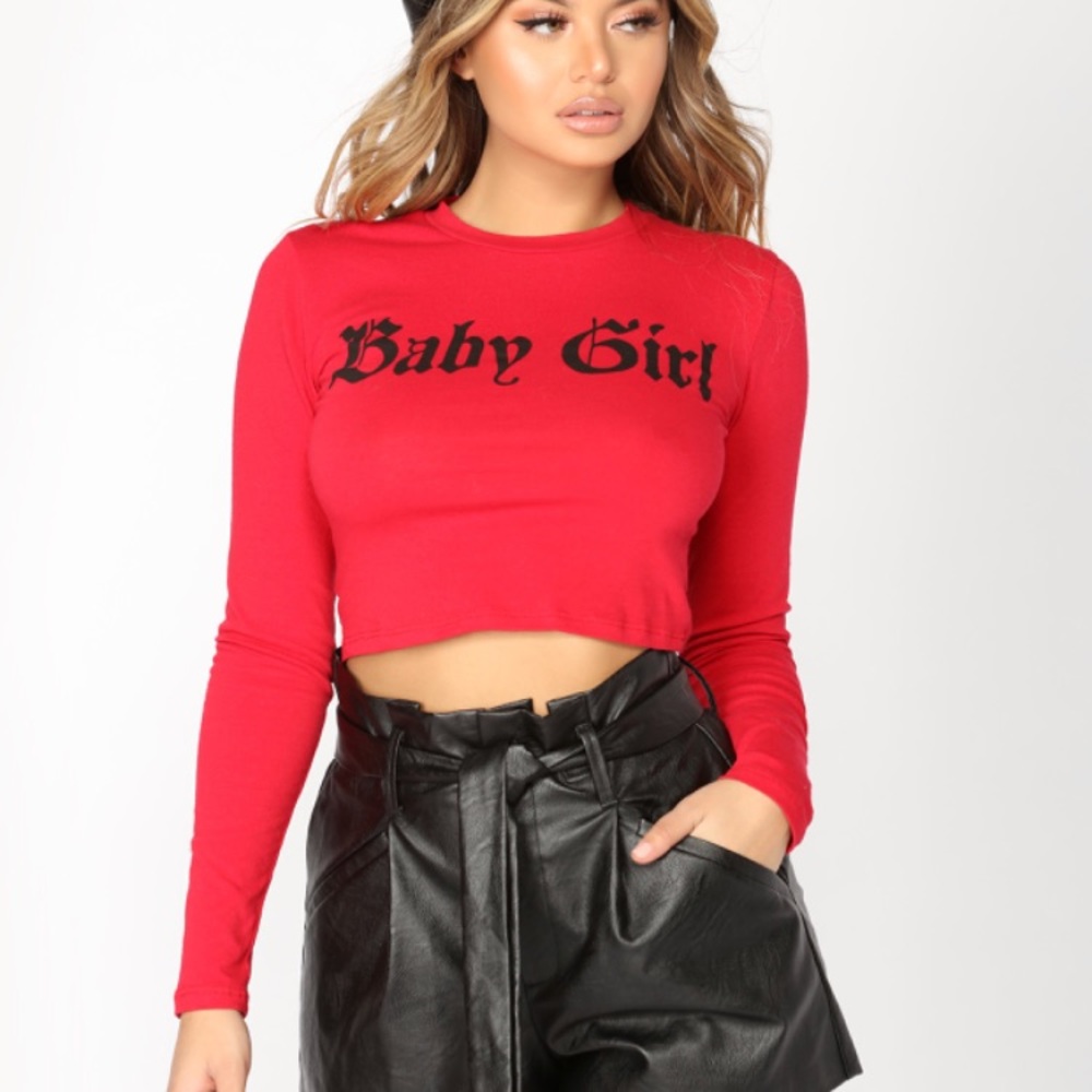 FASHION NOVA RED BABY GIRL CROP TOP